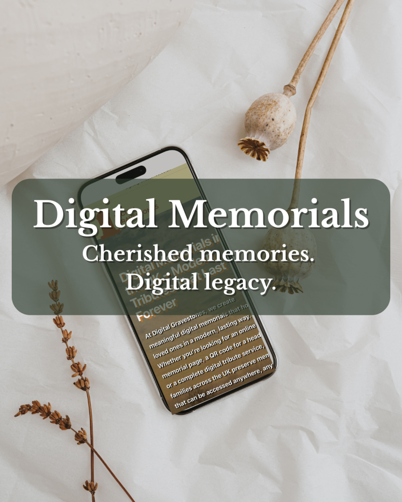 Digital memorial website with photo and tribute text, part of our digital memorial products shop