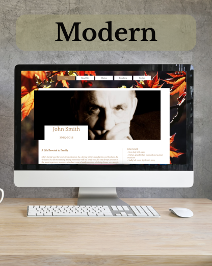 Modern QRest memorial example with timeline, quotes, and embedded media